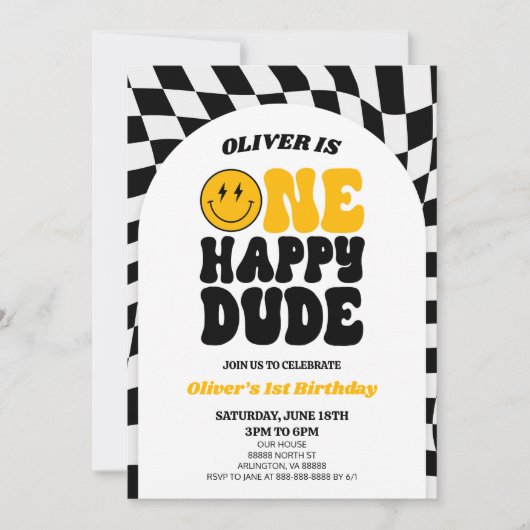 One Happy Dude Retro Arch Eerste 1e Verjaardagsfee Kaart (Voorkant)