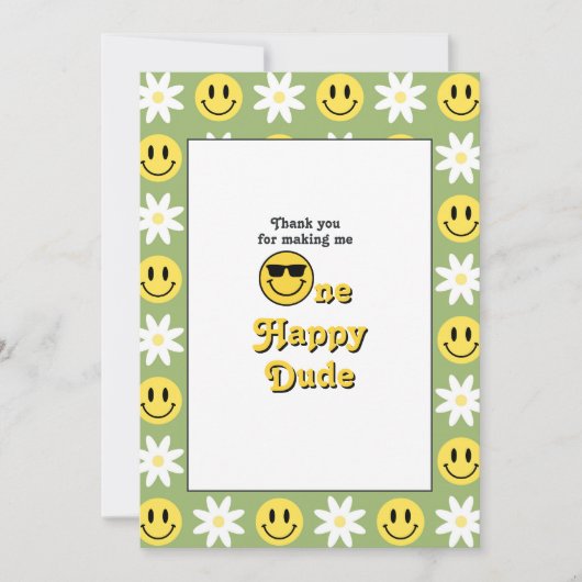 "One Happy Dude" Retro Glimlach Bedankkaart (Voorkant)