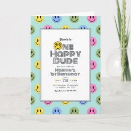 "One Happy Dude" Retro Smile 1e verjaardagsfeestje
