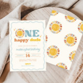 One Happy Dude Retro Sun eerste verjaardag uitnodi Kaart