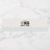 One Happy Dude Smile Face Eerste Verjaardag Label Waterfles Etiket (Enkel label)