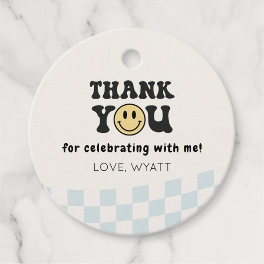 One Happy Dude Smiley 1st Birthday Round Bedankjes Labels (Voorkant)