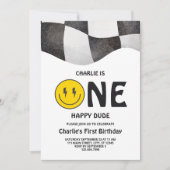 One Happy Dude Smiley Face eerste verjaardagsfeest Kaart (Voorkant)
