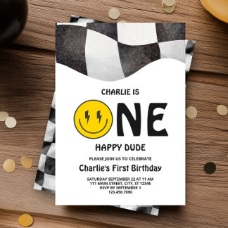 One Happy Dude Smiley Face eerste verjaardagsfeest Kaart