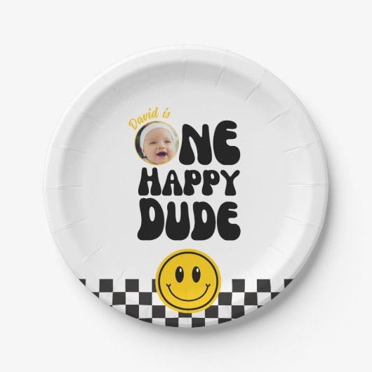One Happy Dude Smiling Face Fotopapier Bord (Voorkant)
