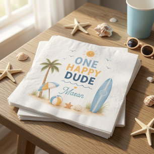 One Happy Dude Surf Beach Verjaardagsfeestje  Servet