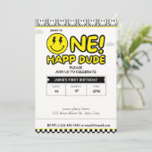 One Happy Dude Verjaardag cool dude Uitnodiging (Staand voorkant)