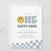 ONE Happy Dude verjaardagsfeestje uitnodiging (Voorkant)