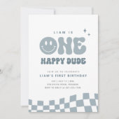 ONE Happy Dude verjaardagsfeestje uitnodiging (Voorkant)