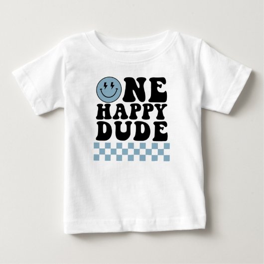 One Happy Dude Verjaardagsshirt in Blauw (Voorkant)
