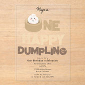 One Happy Dumpling Invite 1st  First Birthday Cute Acryl Uitnodigingen (Voorkant)