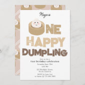 One Happy Dumpling Invite 1st  First Birthday Cute Kaart (Voorkant / Achterkant)