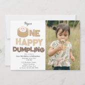 One Happy Dumpling Invite 1st First Birthday Photo Kaart (Voorkant)