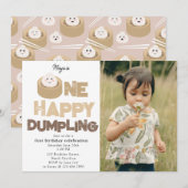 One Happy Dumpling Invite 1st First Birthday Photo Kaart (Voorkant / Achterkant)