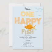One Happy Fish Invite 1st Boy Girl Birthday Kaart (Voorkant)