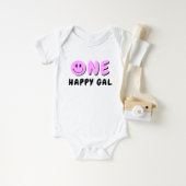 One Happy Gal 1e Verjaardag Paarse Glimlach Romper