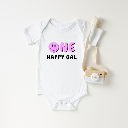 One Happy Gal 1e Verjaardag Paarse Glimlach Romper