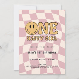 ONE HAPPY GIRL BIRTHDAY INVITATION  KAART
