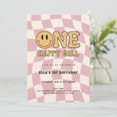 ONE HAPPY GIRL BIRTHDAY INVITATION  KAART (Staand voorkant)