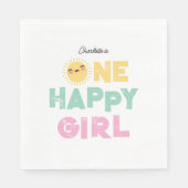 One Happy Girl Birthday Invite 1st Birthday Sun Servet (Voorkant)