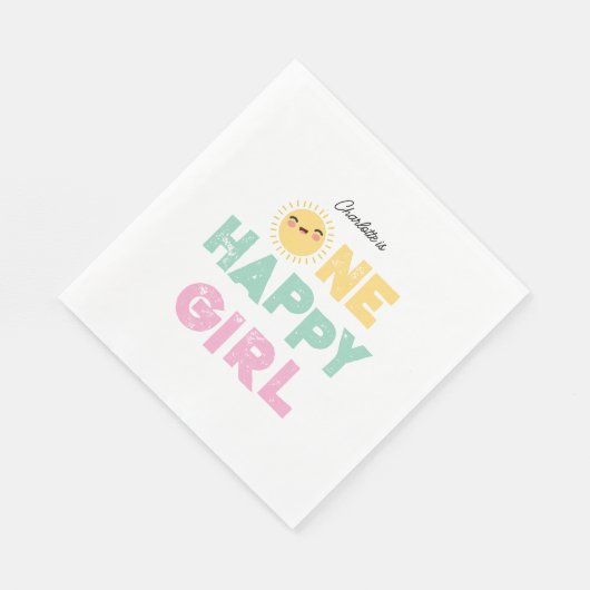 One Happy Girl Birthday Invite 1st Birthday Sun Servet (Hoek)