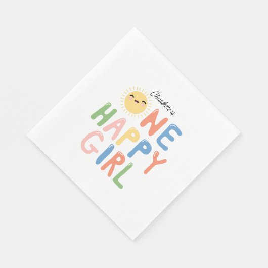 One Happy Girl Birthday Invite 1st Birthday Sun Servet (Hoek)