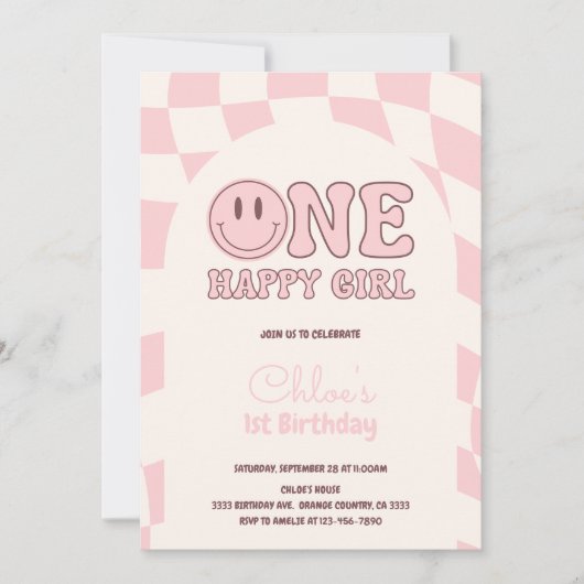 One Happy Girl Invitation Kaart (Voorkant)
