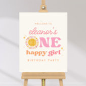 One Happy Girl Zon 1e Verjaardag Welkom Teken Poster