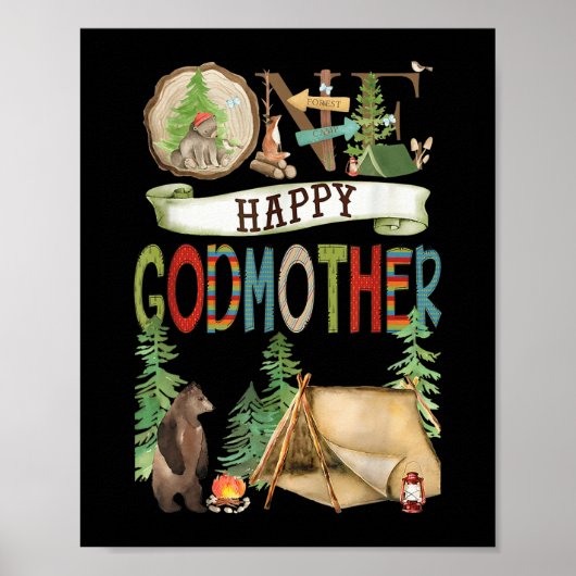 One Happy Godmother Camper First Birthday Camng Be Poster (Voorkant)