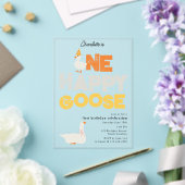 One Happy Goose Invite 1st  First Birthday Cute Acryl Uitnodigingen (Insitu (Huwelijk))