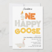 One Happy Goose Invite 1st  First Birthday Cute Kaart (Voorkant)