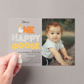 One Happy Goose Invite 1st  First Birthday Photo Acryl Uitnodigingen (Insitu (Draagbaar))