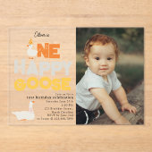 One Happy Goose Invite 1st  First Birthday Photo Acryl Uitnodigingen (Voorkant)