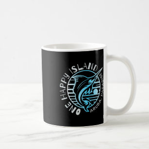 One Happy Island Aruba T-shirt Zeilvis Vissen Typo Koffiemok