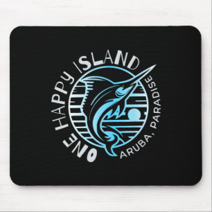 One Happy Island Aruba T-shirt Zeilvis Vissen Typo Muismat