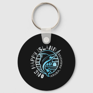 One Happy Island Aruba T-shirt Zeilvis Vissen Typo Sleutelhanger