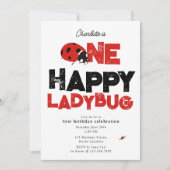 One Happy Ladybug Invite 1st First Birthday Cute Kaart (Voorkant)