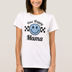 One Happy Mama Blue Happy Smile Verjaardag Matchin T-shirt