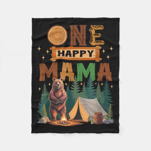 One Happy Mama Camper 1st Birthday Camng Bear  Fleece Deken (Voorkant)