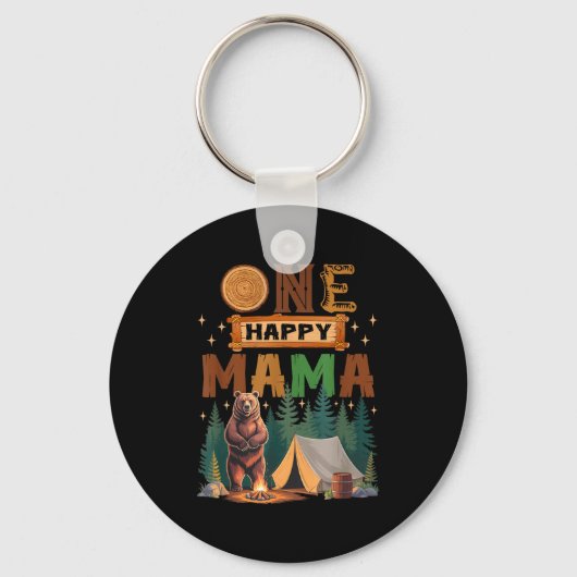 One Happy Mama Camper 1st Birthday Camng Bear  Sleutelhanger (Voorkant)