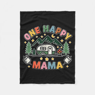 One Happy Mama Camper First Birthday Camping Famil Fleece Deken
