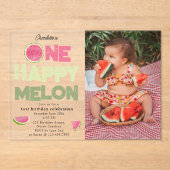 One Happy Melon 1st Summer Birthday Photo Acryl Uitnodigingen (Voorkant)