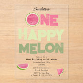 One Happy Melon Invite 1st Summer Birthday Acryl Uitnodigingen (Voorkant)