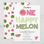 One Happy Melon Invite 1st Summer Birthday Kaart (Voorkant / Achterkant)