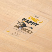 One Happy Monkey Cute Invite 1st First Birthday Acryl Uitnodigingen (Laagn)