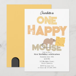 One Happy Mouse Invite 1st Cute Birthday Kaart