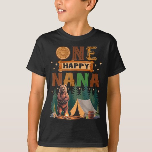 One Happy Nana Camper 1st Birthday Camng Bear T-shirt (Voorkant)
