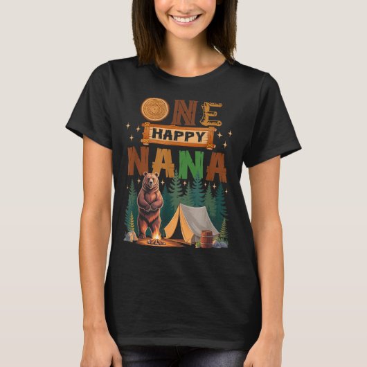 One Happy Nana Camper 1st Birthday Camng Bear  T-shirt (Voorkant)