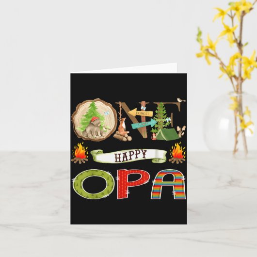 One Happy Opa Camper 1st Birthday Camng Bear  Kaart (Gele Bloem)