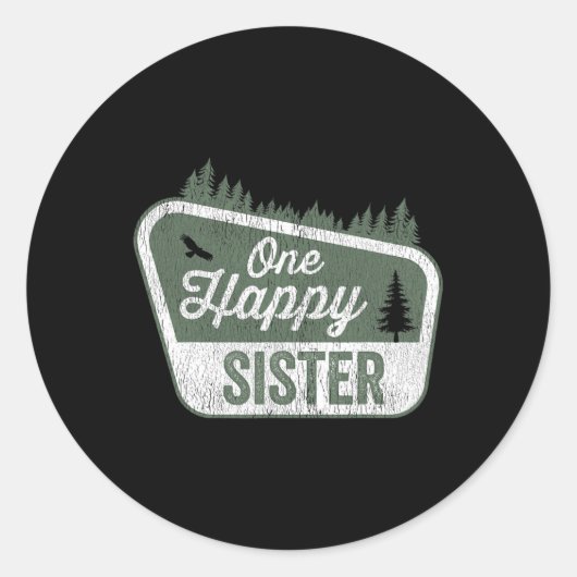 One Happy Sister Matching Family Birthday Party Ca Ronde Sticker (Voorkant)